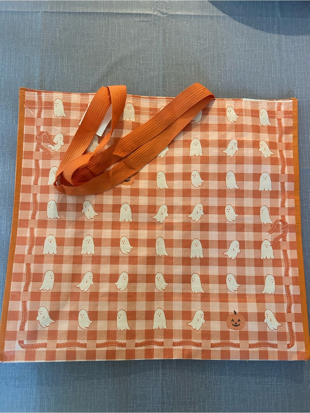 Ghost print reusable tote bag